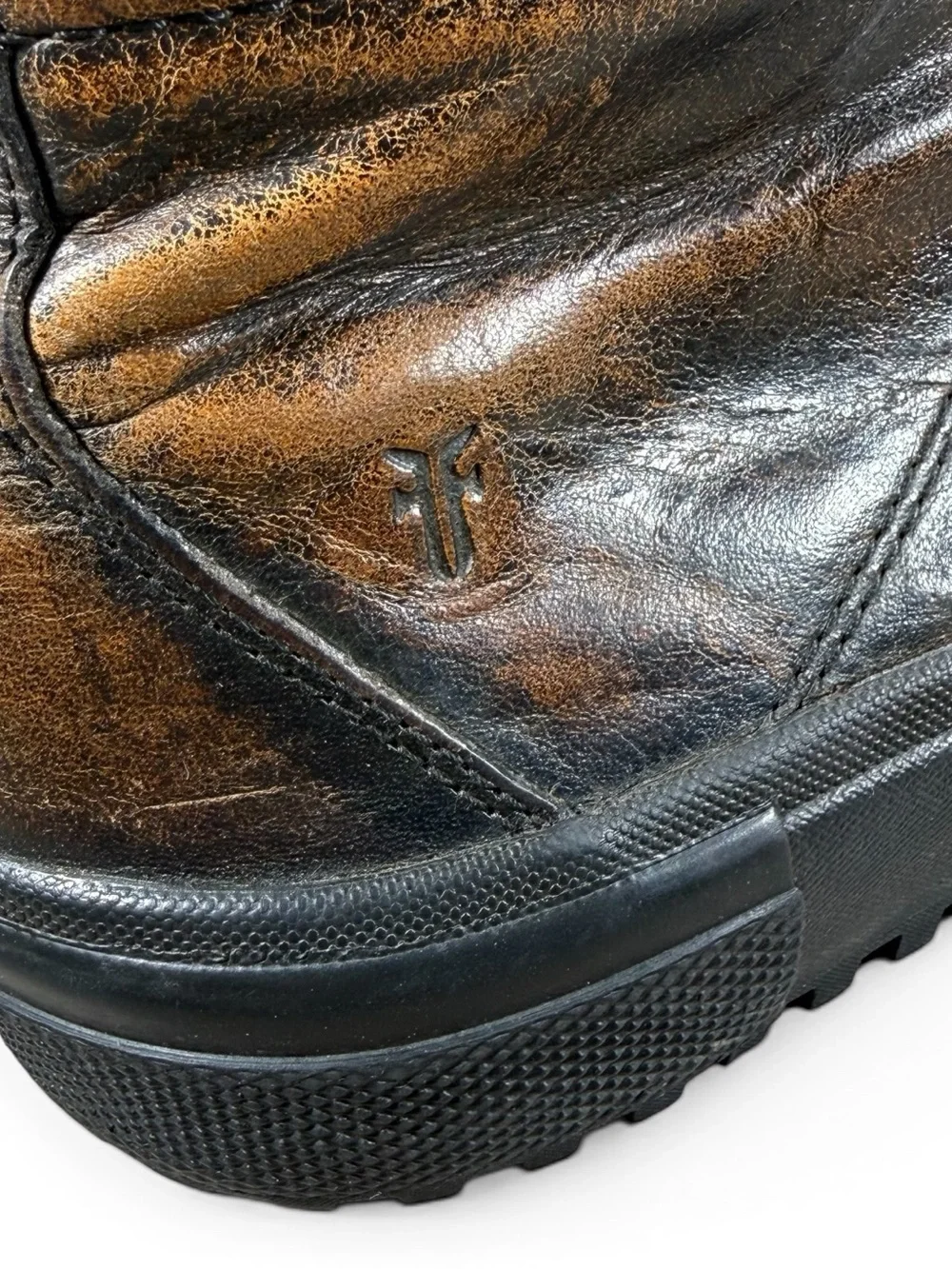 Frye Greene Black Brown Leather High-Top Sneakers Men’s Size 7